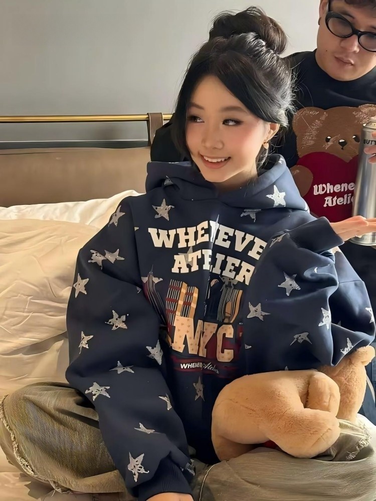 Oversized Crewneck Fleece - Women's Oversized Hoodie Sweatshirt Fleece Lined