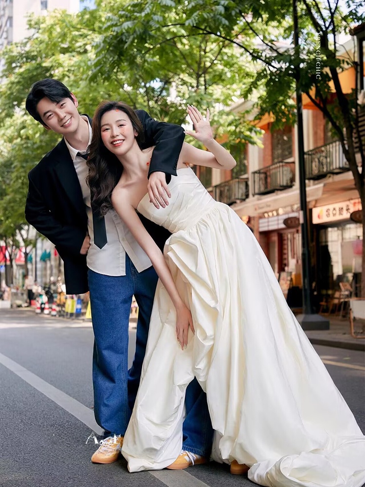 Street Fashion Korean - Korean Style Denim Young Couple Fashionable