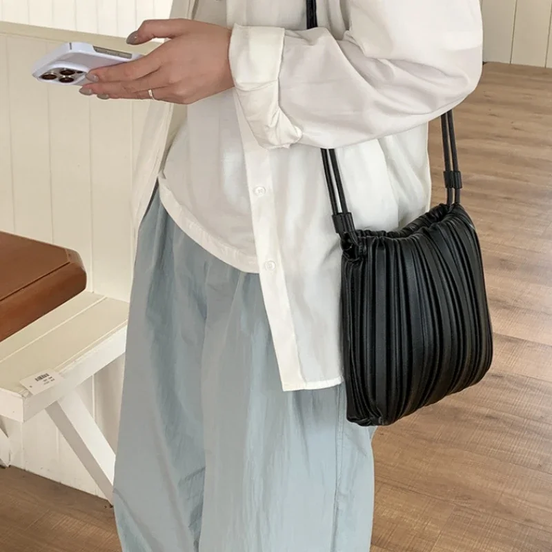 Street Fashion Korea - Summer New Women Pleated Messenger Bag