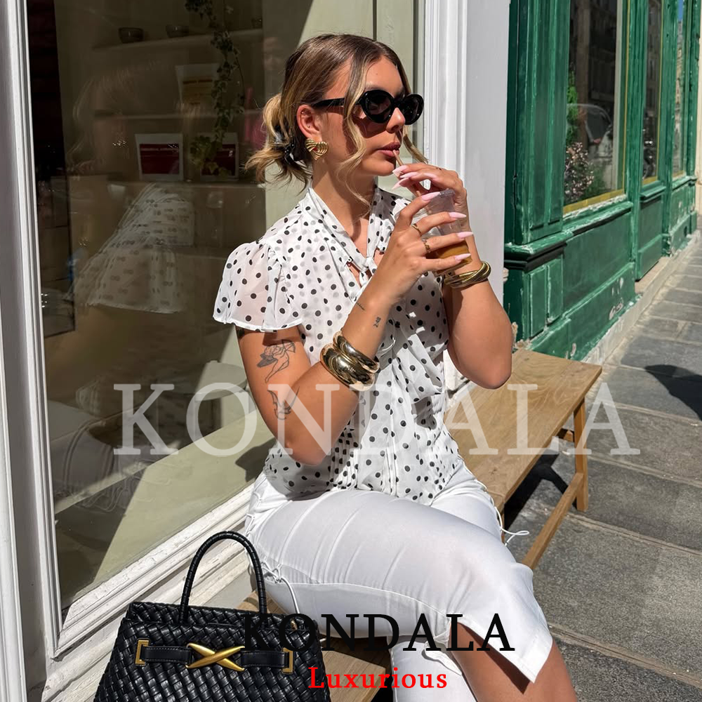 Fashion Street Night - KONDALA Elegant Chic Women Blouse Dot