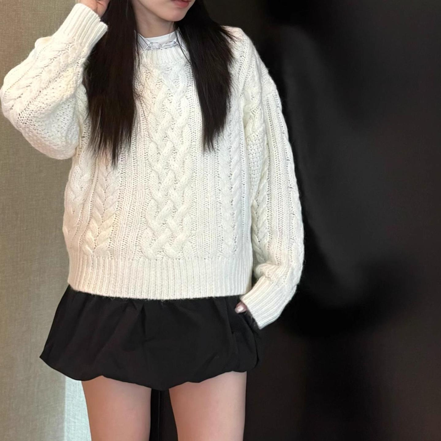 Oversized Crewneck Fleece - Thebarnnet Korea Fleece-Lined Hoodie Women's Oversized