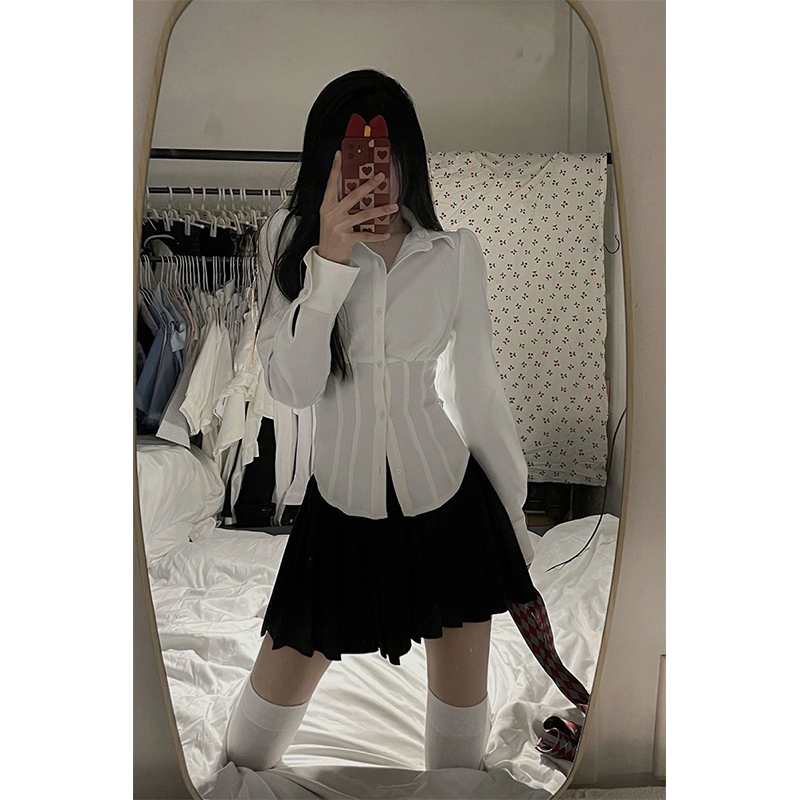 Street Fashion Korea - Y2K White Shirts Women Streetwear Tunic