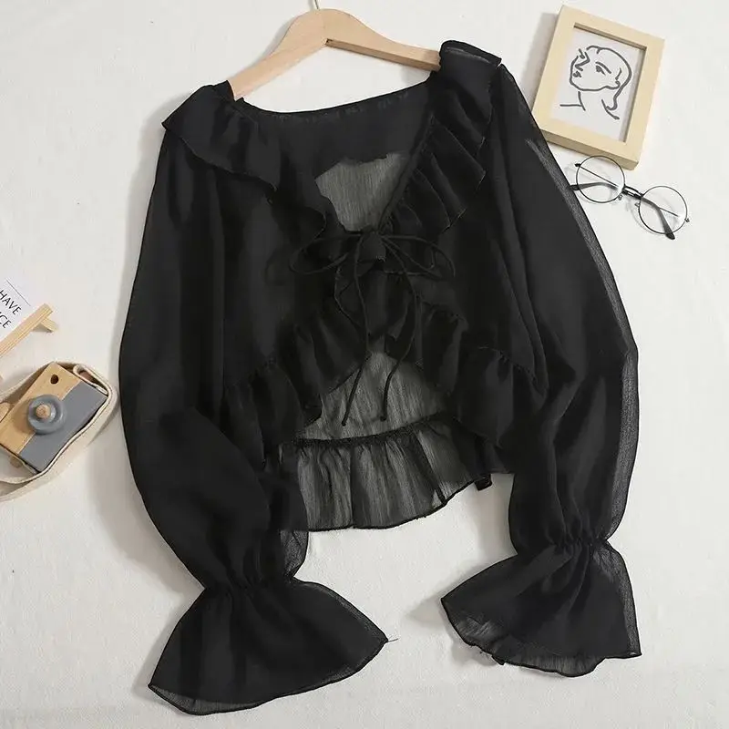 Blouses Women Lace-up Summer N – Street Fashion Korea recenzja i cena