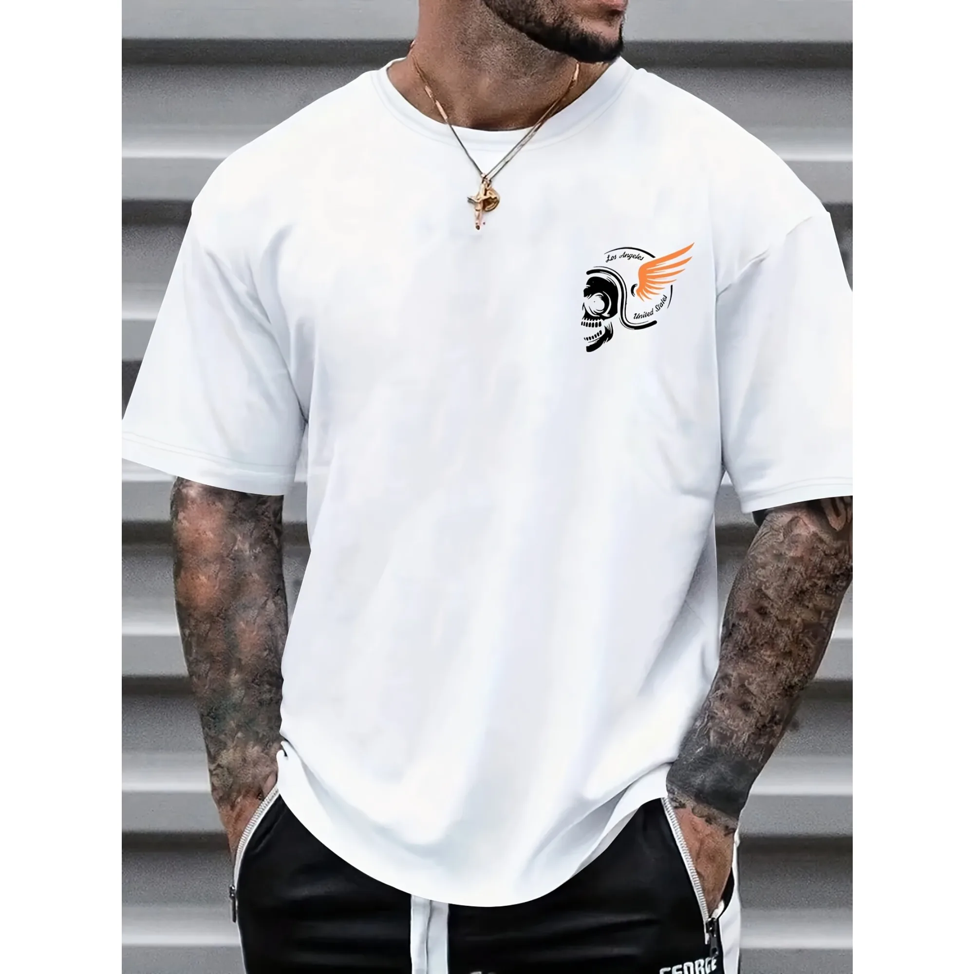 Men's Motorcycle Print T-Shirt – Street Fashion Shanghai recenzja i cena