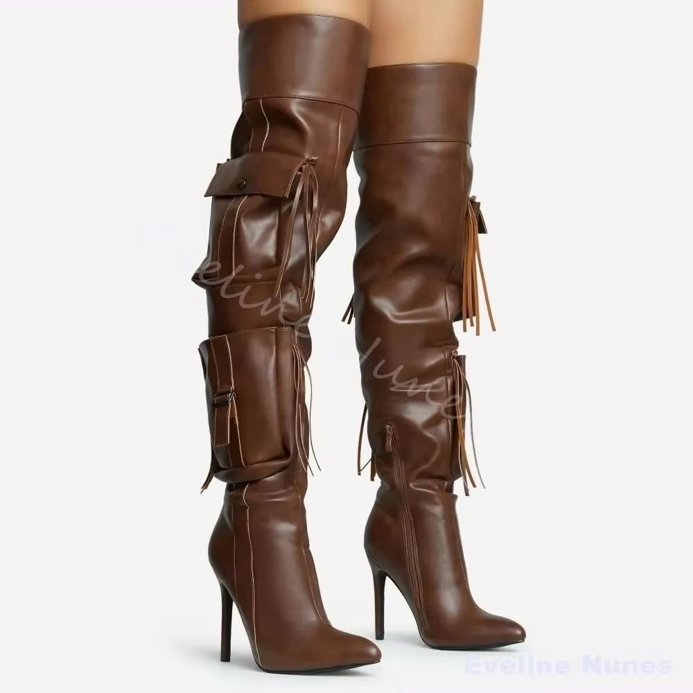 brown Tassel Over The Knee Boo – Street Fashion Rome 2026 recenzja i cena