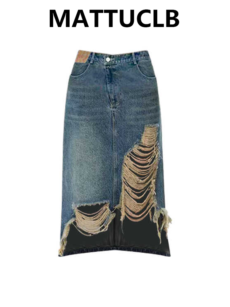 Women 2000s Midi Skirt Ripped  – Street Fashion Korean recenzja i cena