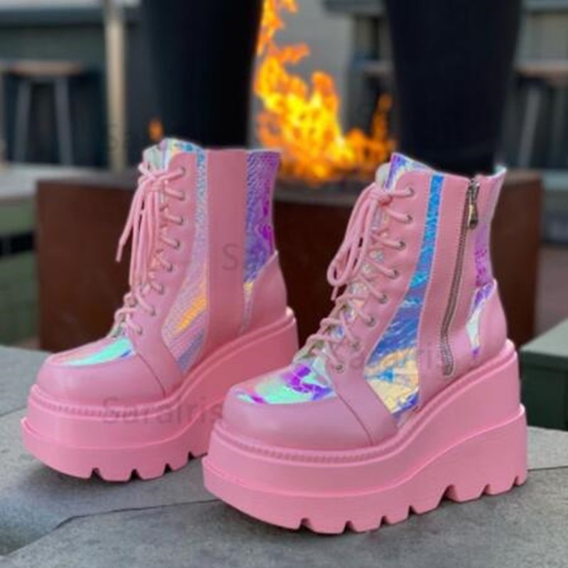 Women's Pink Holographic Platf – Street Fashion Punk recenzja i cena