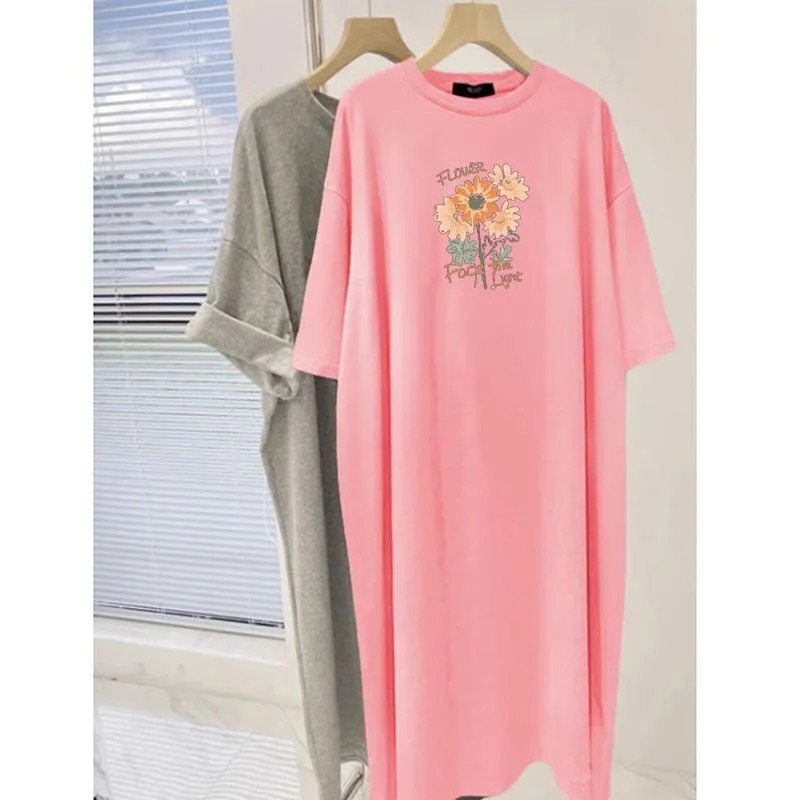 Women's Flower Print Oversized – Longline Tee Oversized recenzja i cena
