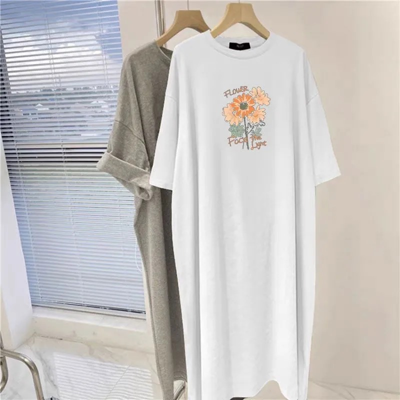 Women's Flower Print Oversized – Longline Tee Oversized recenzja i cena