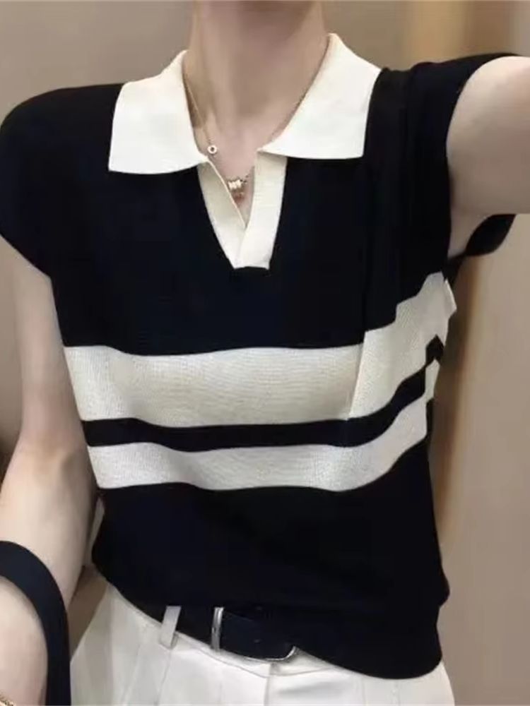 Polo Neck Solid Short Sleeve K – Street Fashion Korea recenzja i cena