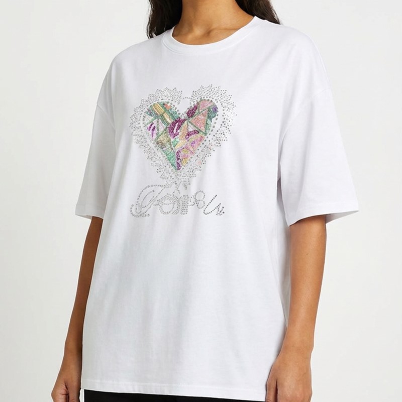 Women's Butterfly Embroidery R – Longline Tee Oversized recenzja i cena