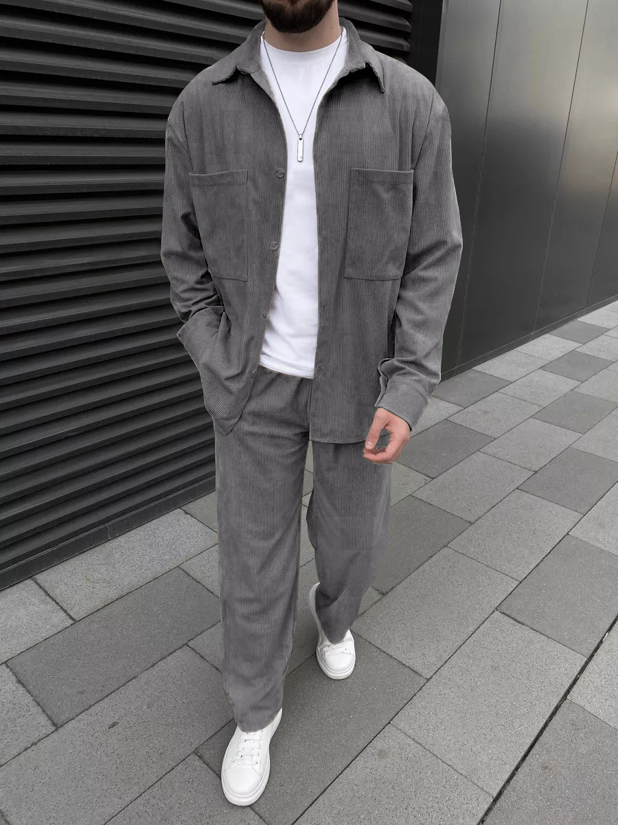 Men's corduroy two-piece outfi – Street Fashion Us recenzja i cena