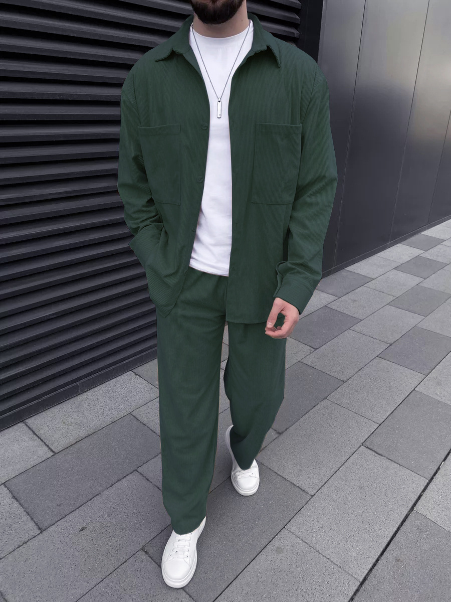 Men's corduroy two-piece outfi – Street Fashion Us recenzja i cena