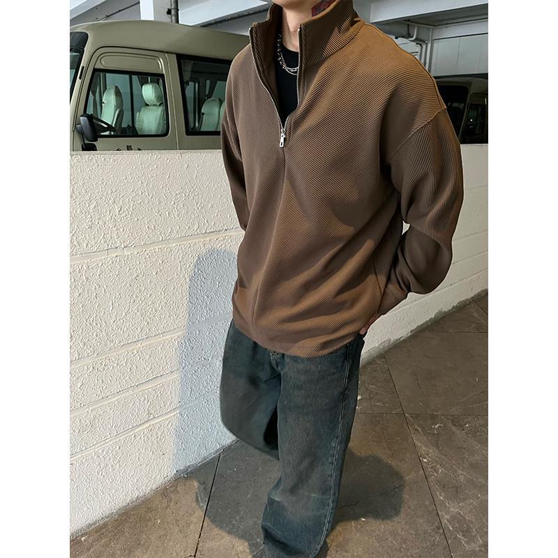 Zipper Turtleneck Twill Textur – Longline Tee Oversized recenzja i cena