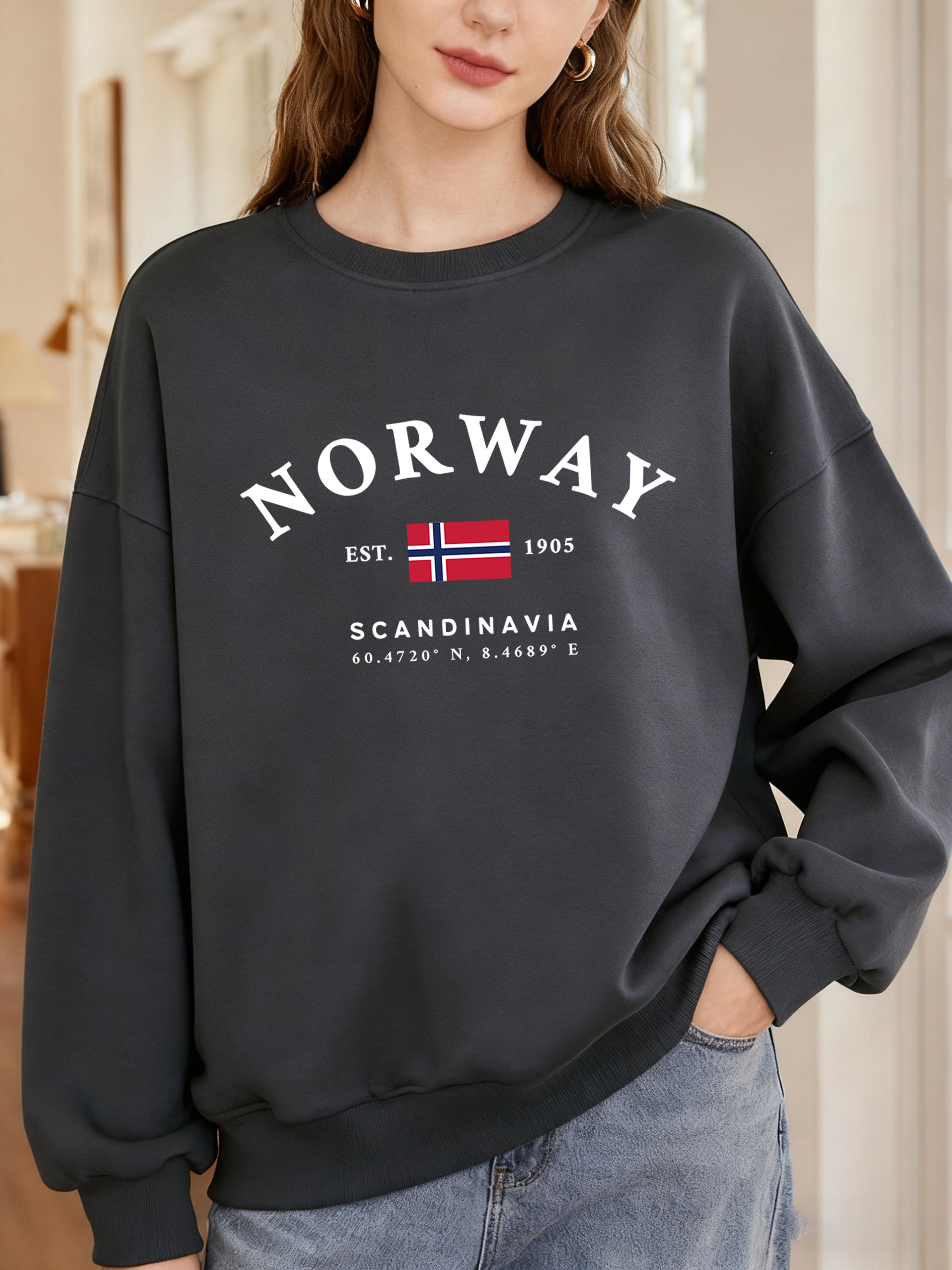 Norway Sandinavia Letter And F – Oversized Crewneck Fleece recenzja i cena