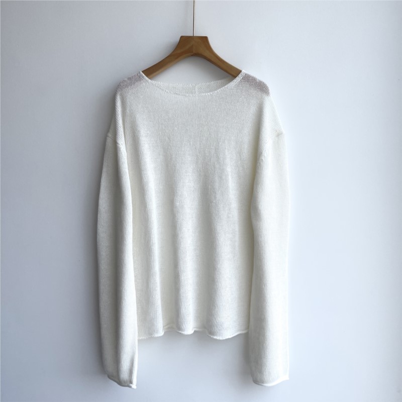 Women's 100% Linen Knit Sweate – Longline Tee Oversized recenzja i cena