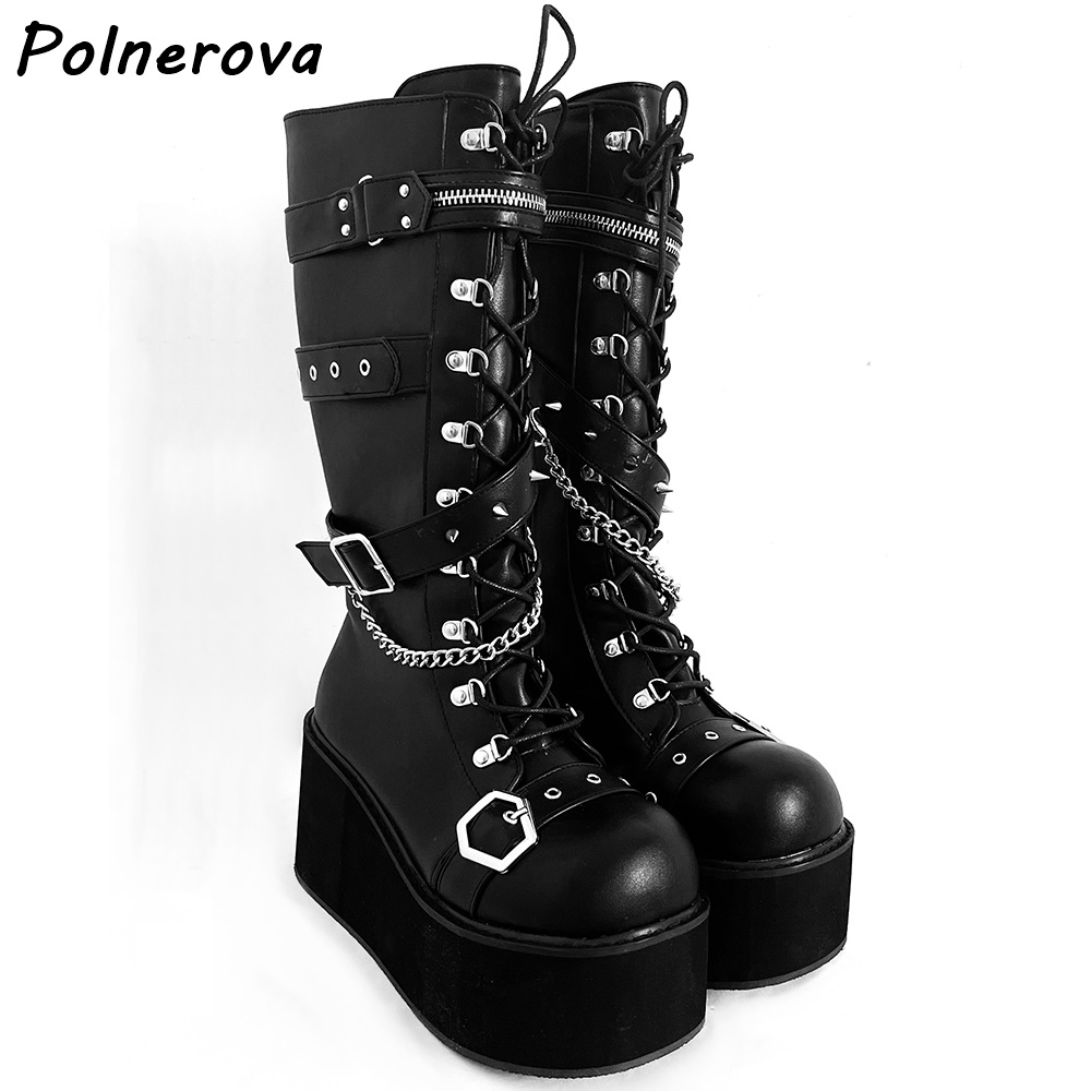 Black Platform Metal Chain Boo – Street Fashion Punk recenzja i cena