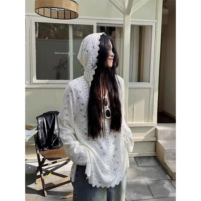 Y2K Lace Hooded Shirts Women S – Street Fashion Korea recenzja i cena