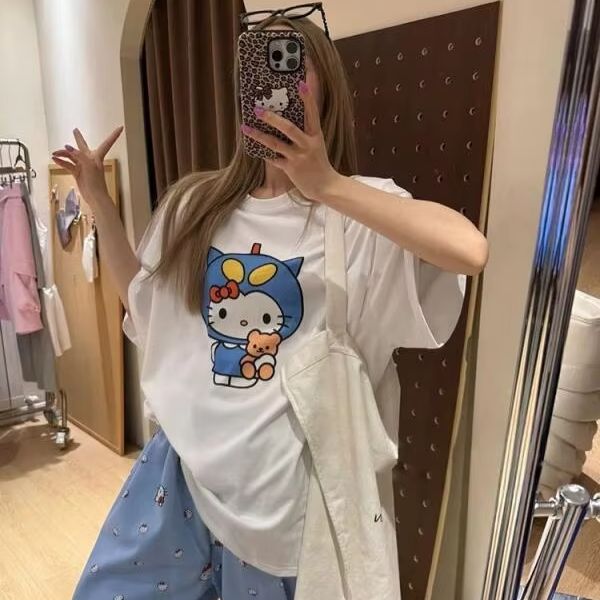 Short Sleeved Hello Kitty Prin – Street Fashion Us recenzja i cena
