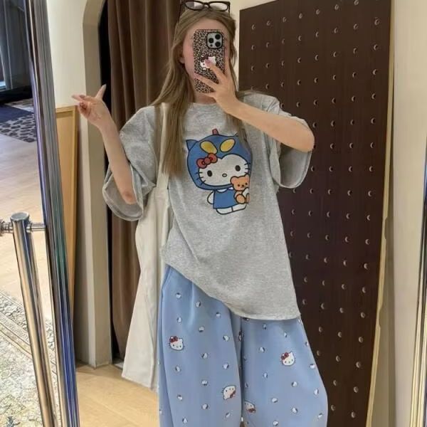 Short Sleeved Hello Kitty Prin – Street Fashion Us recenzja i cena