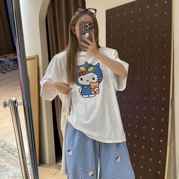 Short Sleeved Hello Kitty Prin – Street Fashion Us recenzja i cena