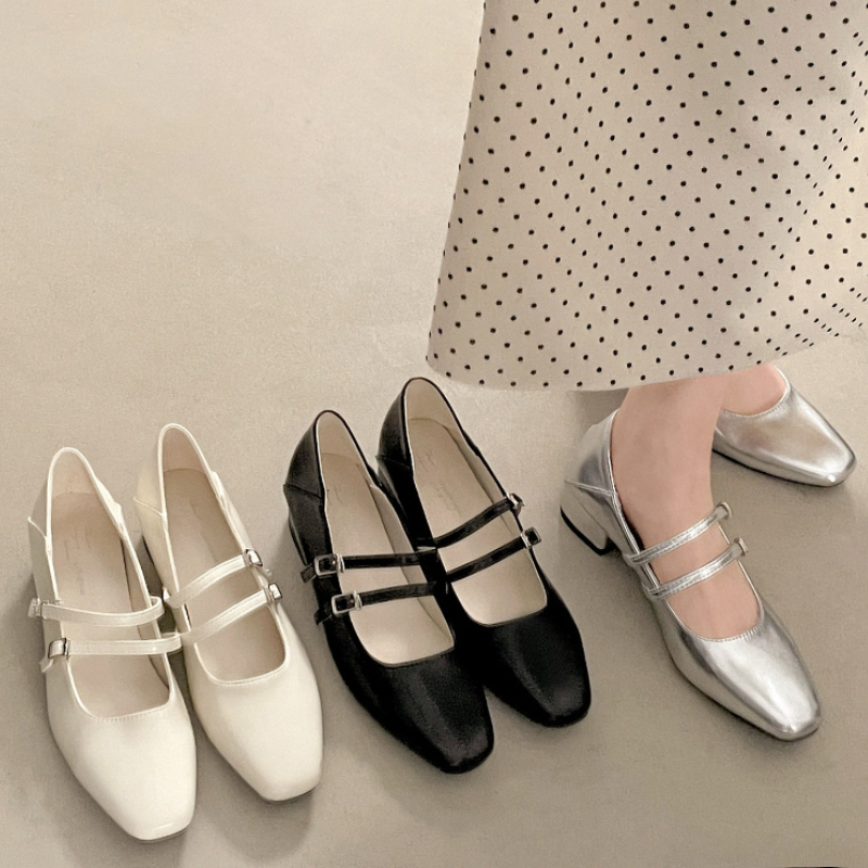 Square Toe Low Heel Women Silv – Street Fashion Women recenzja i cena