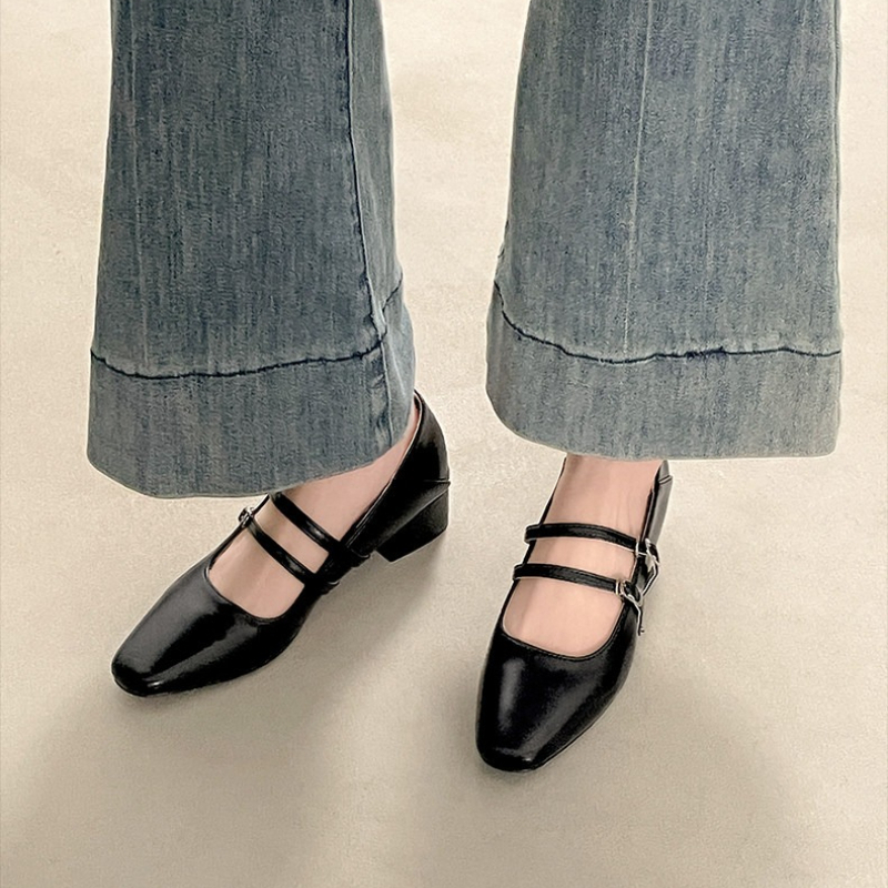 Square Toe Low Heel Women Silv – Street Fashion Women recenzja i cena