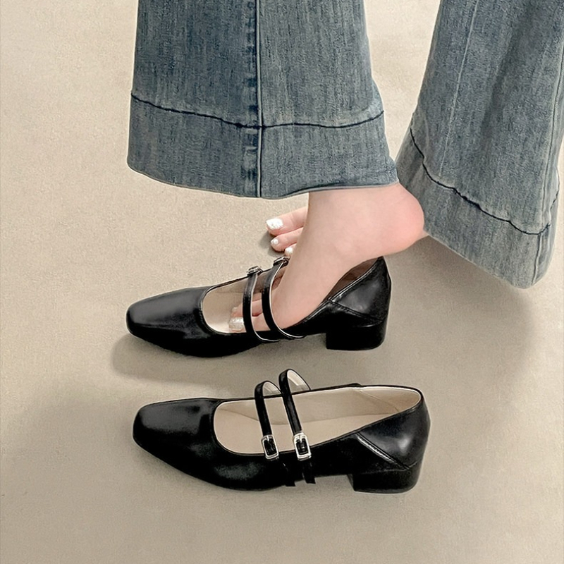 Square Toe Low Heel Women Silv – Street Fashion Women recenzja i cena