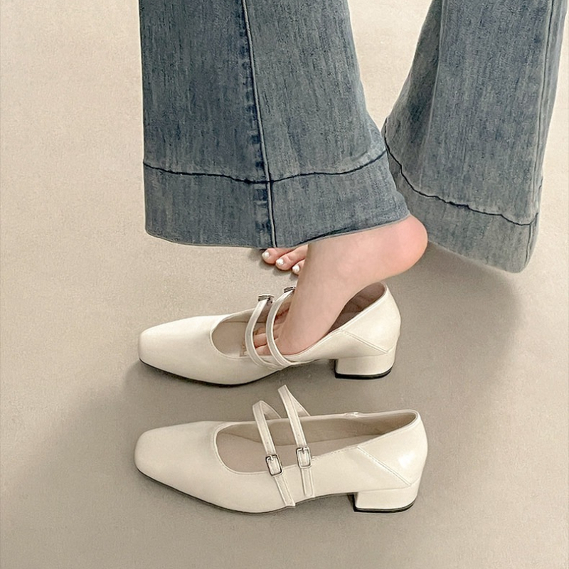 Square Toe Low Heel Women Silv – Street Fashion Women recenzja i cena