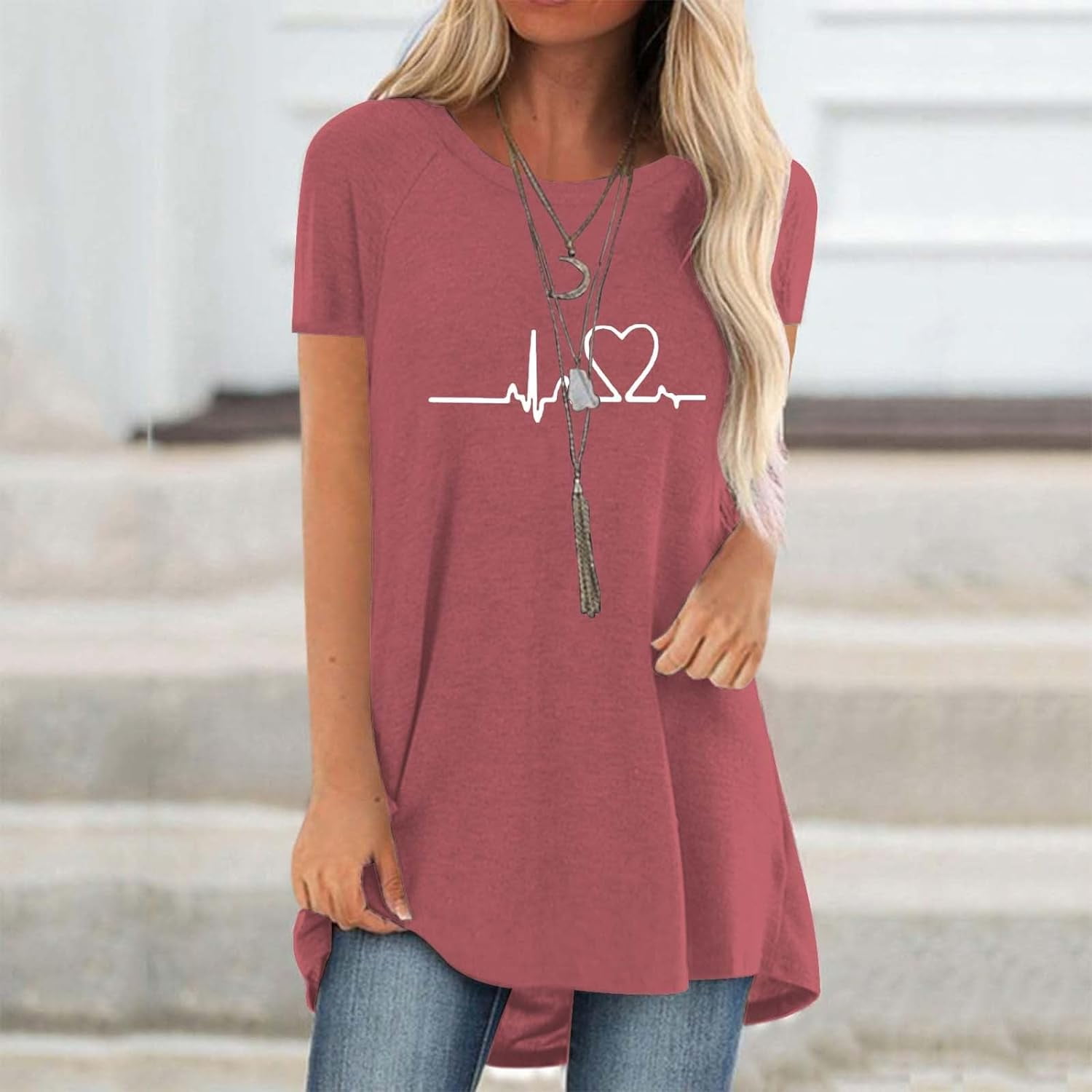 Line Love Graphics 3D Print T- – Longline Tee Oversized recenzja i cena