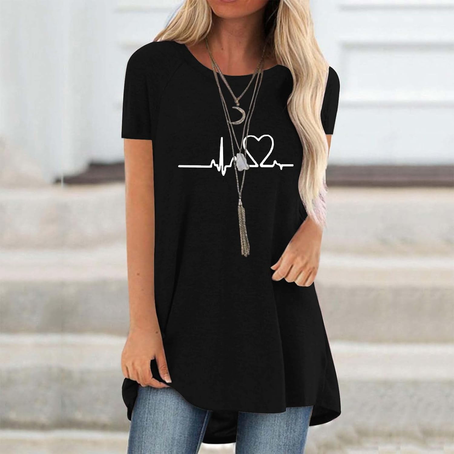 Line Love Graphics 3D Print T- – Longline Tee Oversized recenzja i cena