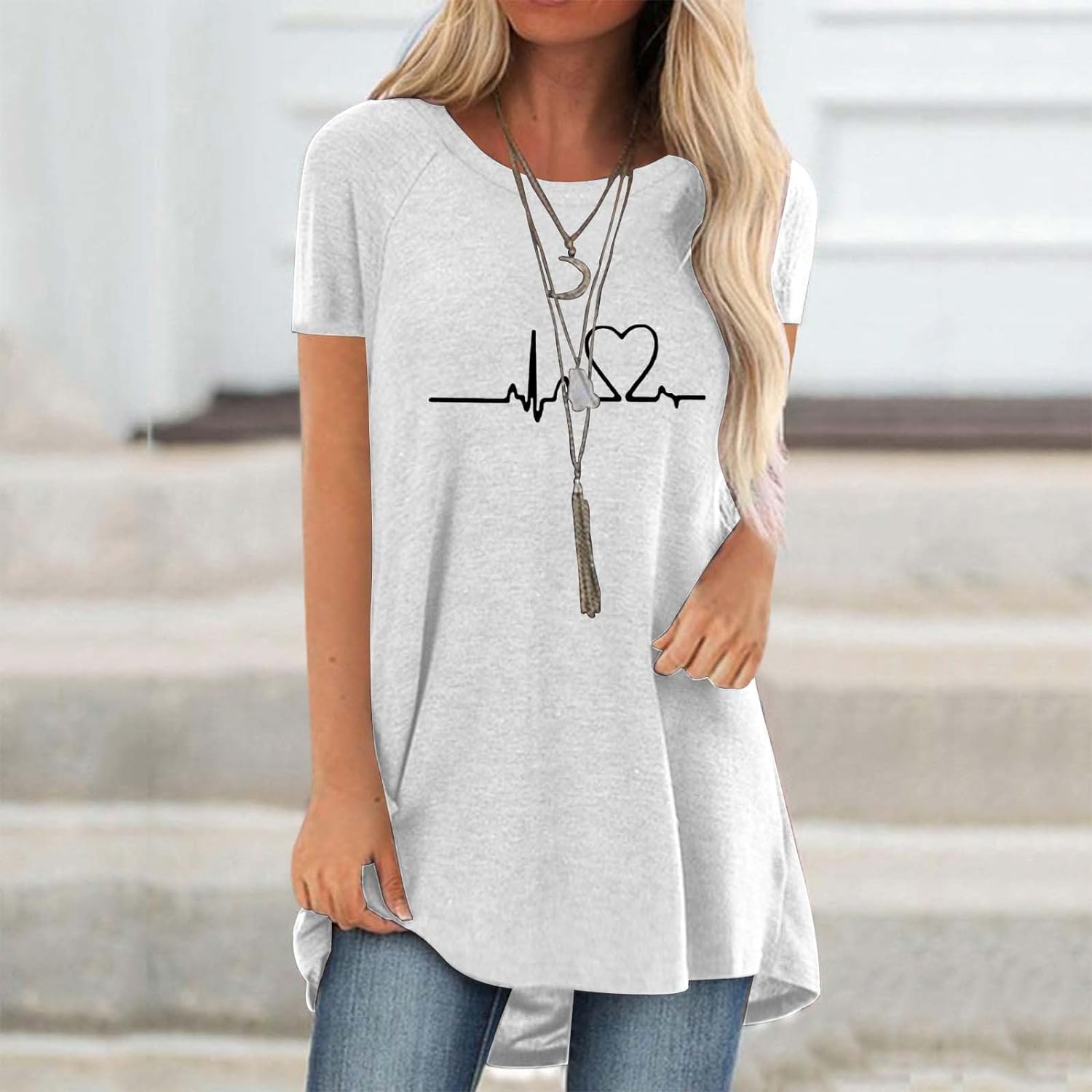 Line Love Graphics 3D Print T- – Longline Tee Oversized recenzja i cena