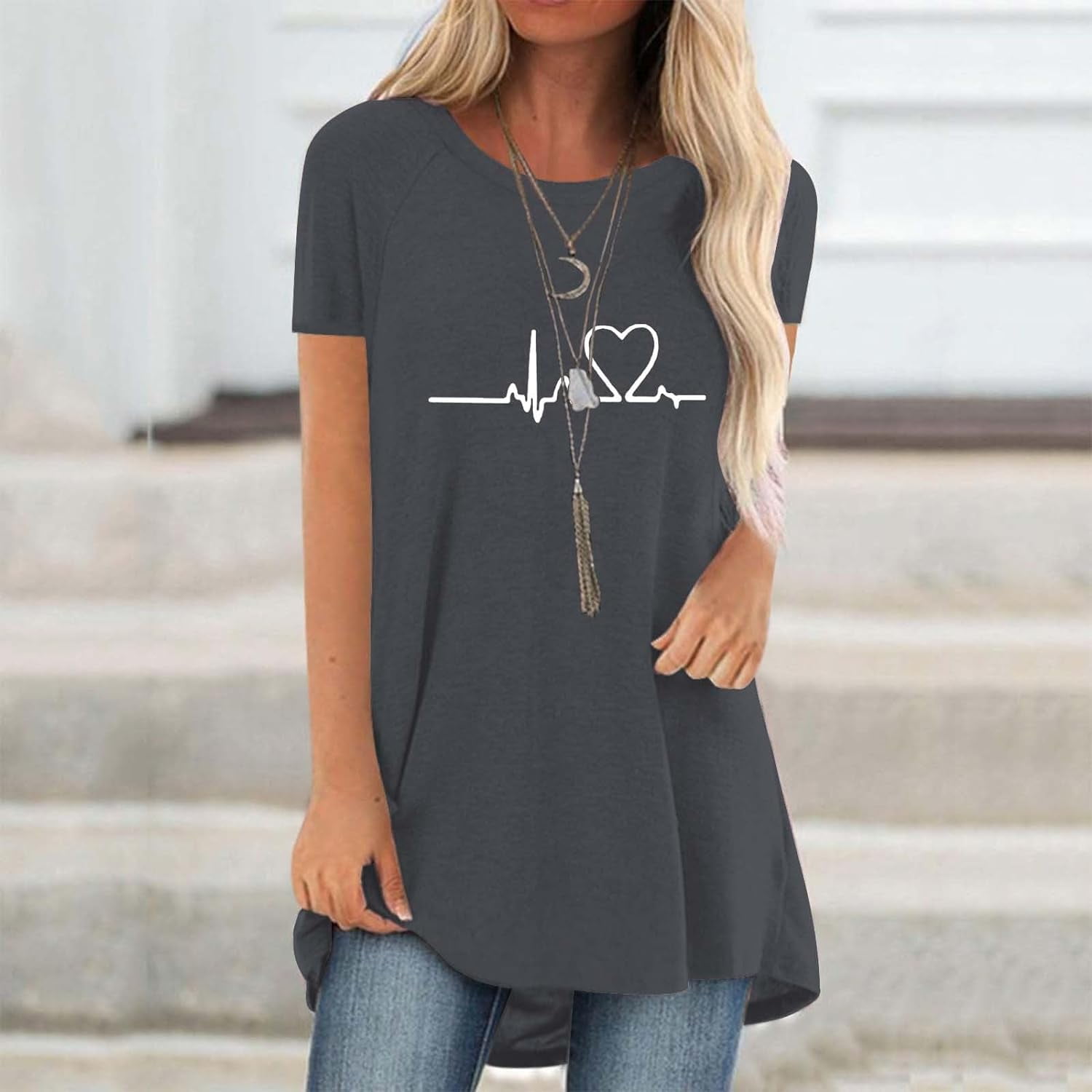 Line Love Graphics 3D Print T- – Longline Tee Oversized recenzja i cena