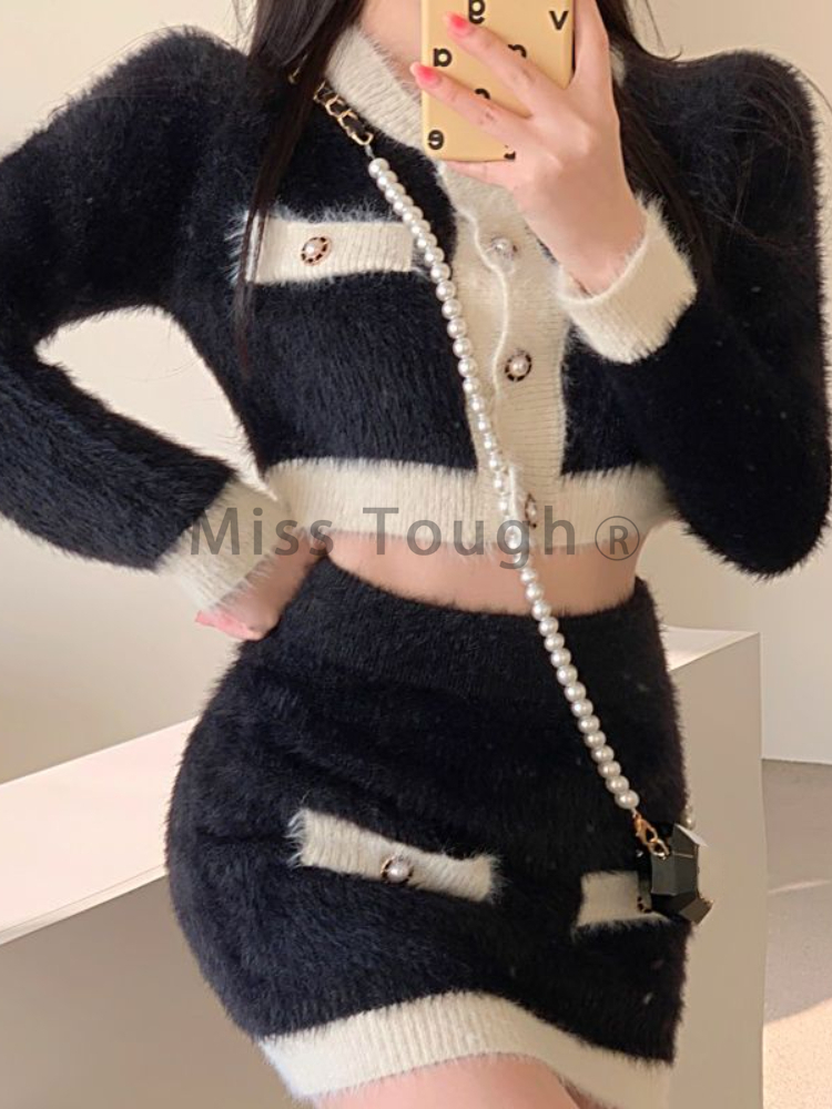 Winter Fluffy Knit 2 Piece Set – Street Fashion Korean recenzja i cena