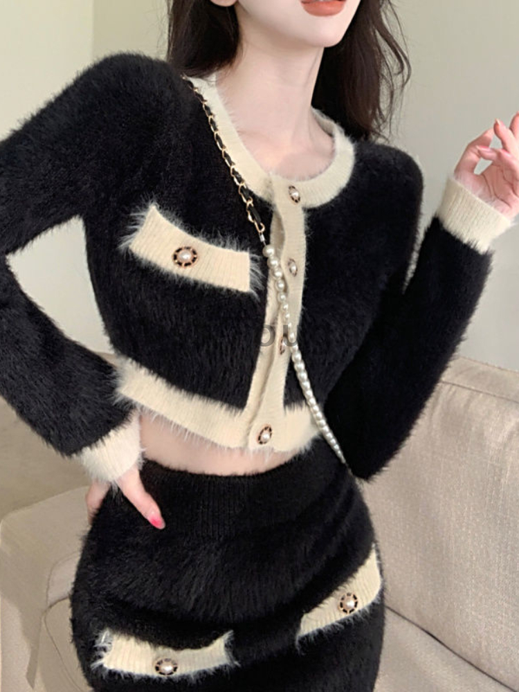 Winter Fluffy Knit 2 Piece Set – Street Fashion Korean recenzja i cena