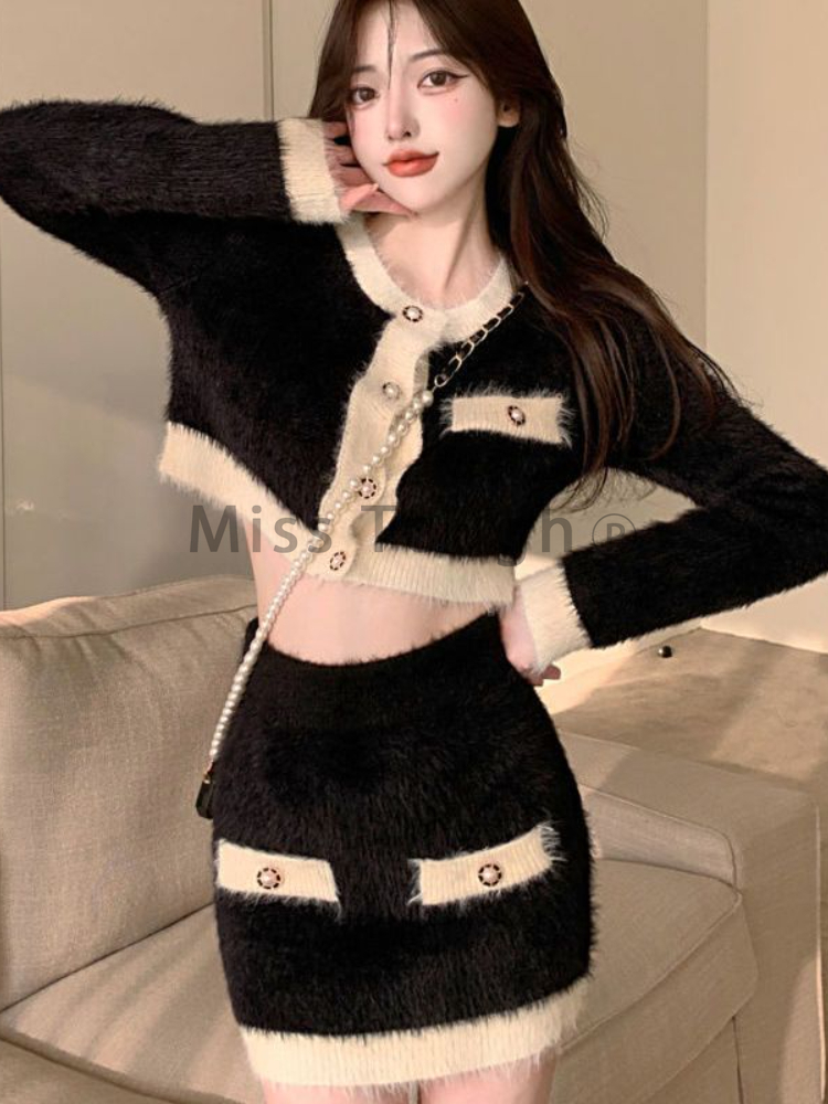 Winter Fluffy Knit 2 Piece Set – Street Fashion Korean recenzja i cena