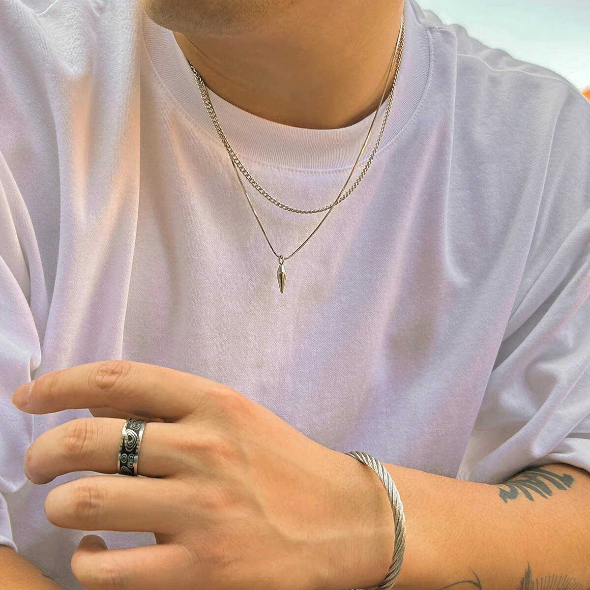 2Pcs/Set Trend Rivet Pendant N – Street Fashion Mood recenzja i cena
