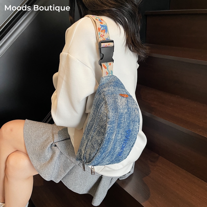 Denim Blue Chest Bags For Wome – Street Fashion Mood recenzja i cena