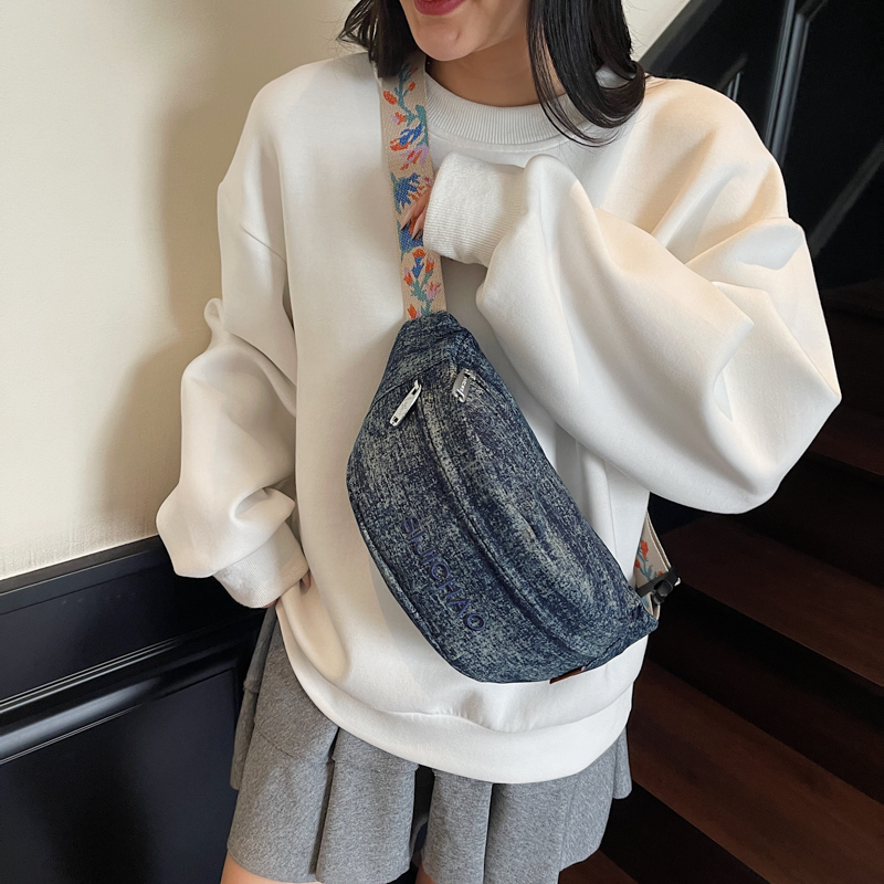 Denim Blue Chest Bags For Wome – Street Fashion Mood recenzja i cena